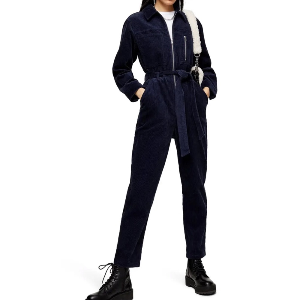 Topshop Corduroy Zip Boilersuit